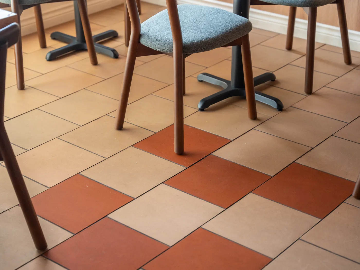 Terracotta and red tile floor detail